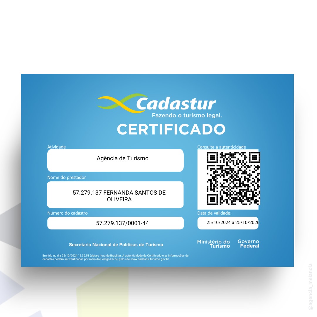 SELO CADASTUR AGÊNCIA CERTIFICADA